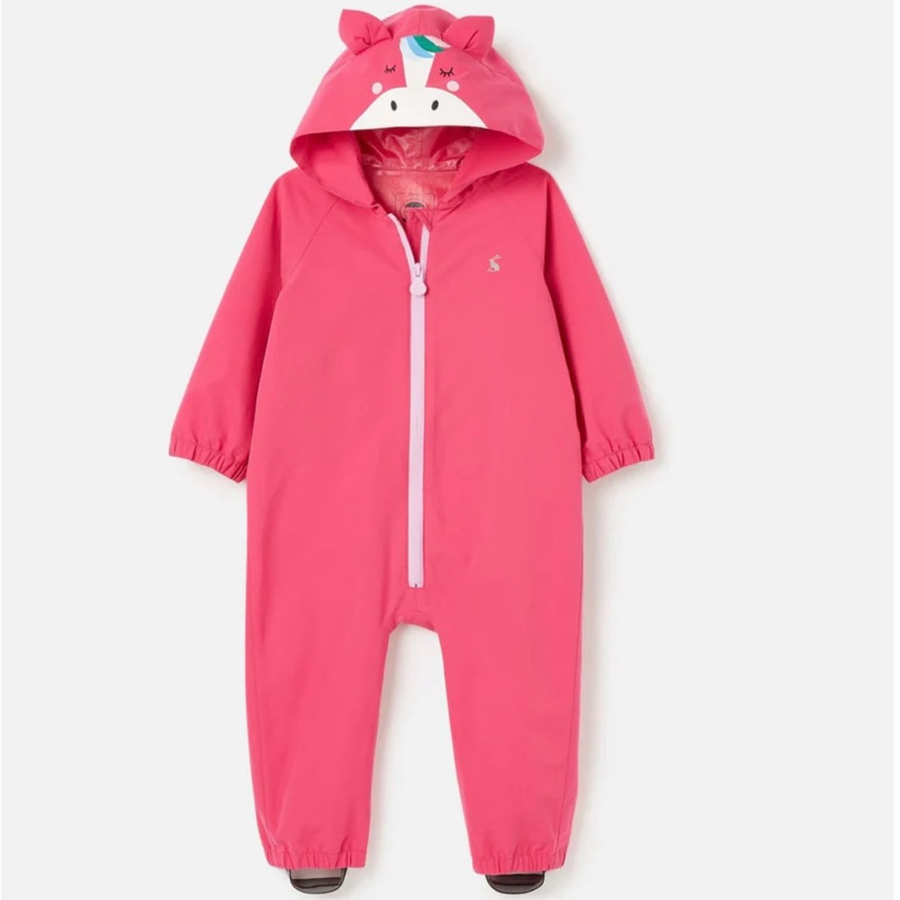 Joules fun one piece pink waterproof rain suit!